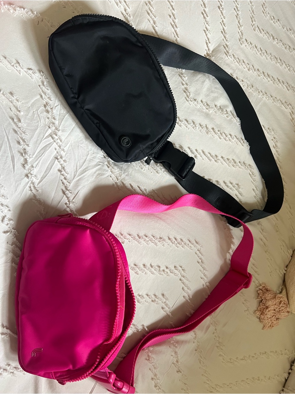Lole Pair of Solid Color Crossbody Belt Bags - Black & Hot Pink